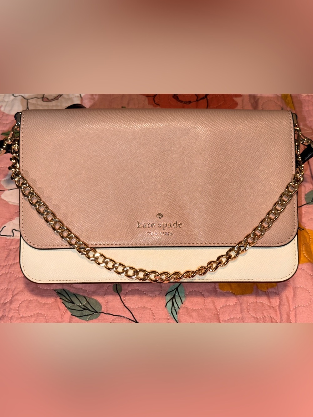 Kate Spade Colorblock Saffiano Leather Crossbody Bag Chain Strap